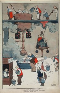 Signs of Christmas. Working Overtime in the Half-crown Department of the Mint by William Heath Robinson